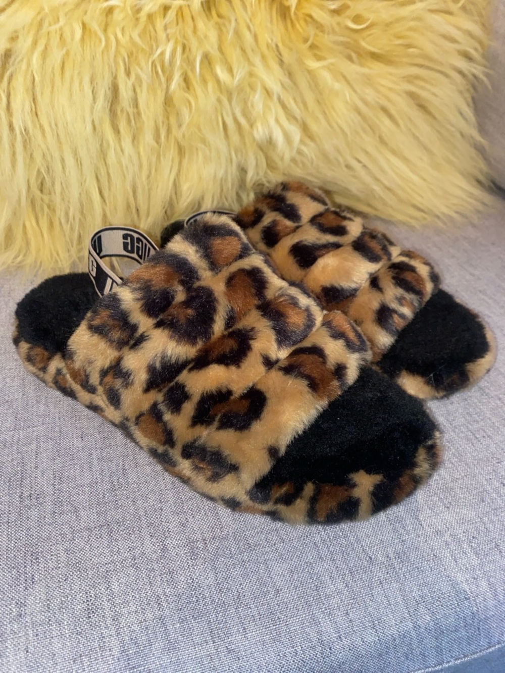 UGG Fluff Yeah Leopard Print Slide Sandals - Picture 4 of 8